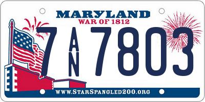 MD license plate 7AN7803