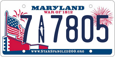 MD license plate 7AN7805