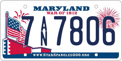 MD license plate 7AN7806