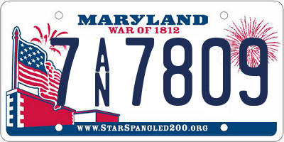 MD license plate 7AN7809