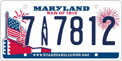 MD license plate 7AN7812