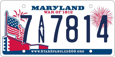MD license plate 7AN7814