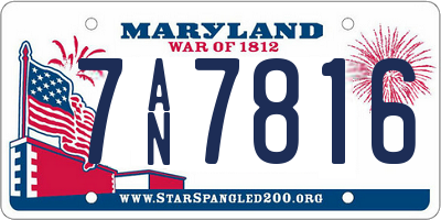 MD license plate 7AN7816
