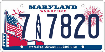 MD license plate 7AN7820