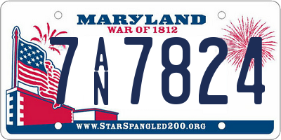 MD license plate 7AN7824