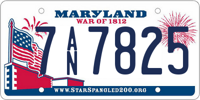 MD license plate 7AN7825