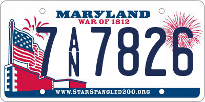 MD license plate 7AN7826