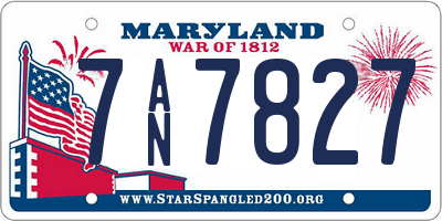 MD license plate 7AN7827