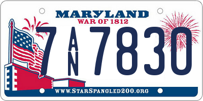 MD license plate 7AN7830
