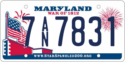 MD license plate 7AN7831