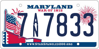 MD license plate 7AN7833