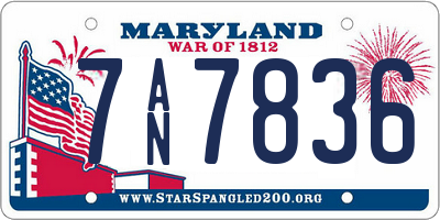 MD license plate 7AN7836