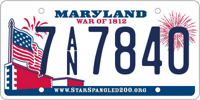 MD license plate 7AN7840