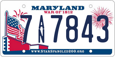 MD license plate 7AN7843