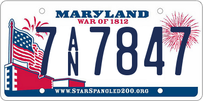 MD license plate 7AN7847