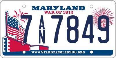 MD license plate 7AN7849