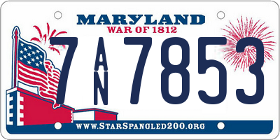 MD license plate 7AN7853