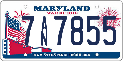 MD license plate 7AN7855