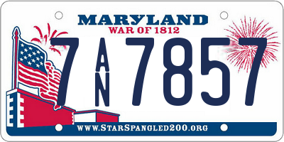 MD license plate 7AN7857