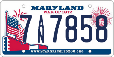 MD license plate 7AN7858
