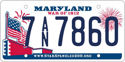 MD license plate 7AN7860