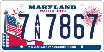 MD license plate 7AN7867