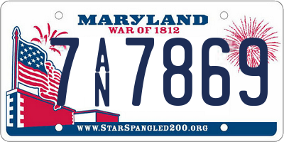 MD license plate 7AN7869