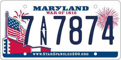 MD license plate 7AN7874