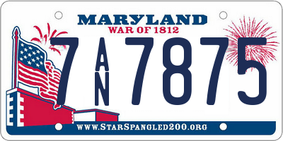 MD license plate 7AN7875