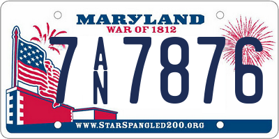 MD license plate 7AN7876