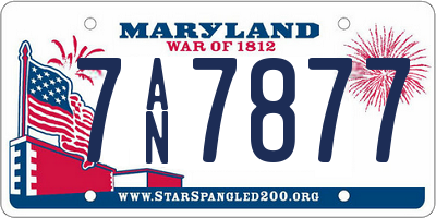 MD license plate 7AN7877