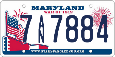 MD license plate 7AN7884