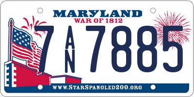 MD license plate 7AN7885