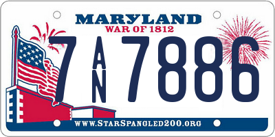 MD license plate 7AN7886