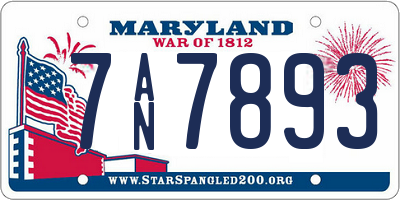 MD license plate 7AN7893