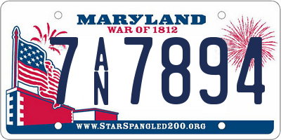 MD license plate 7AN7894