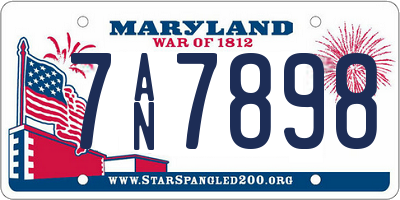 MD license plate 7AN7898