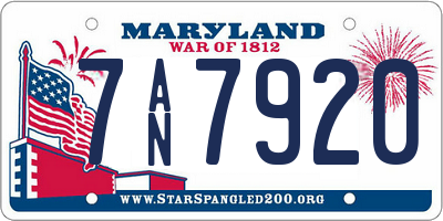 MD license plate 7AN7920