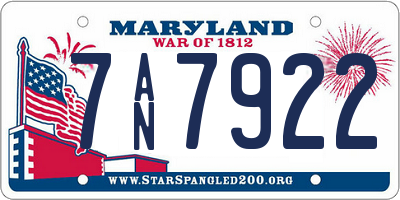 MD license plate 7AN7922