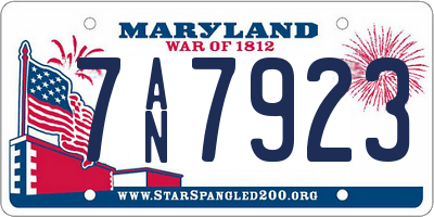 MD license plate 7AN7923