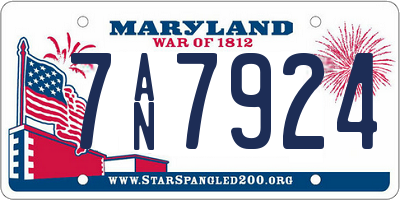 MD license plate 7AN7924