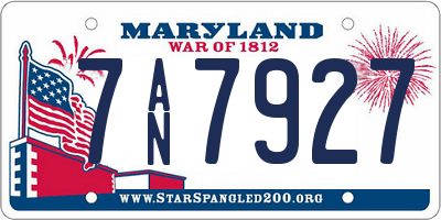 MD license plate 7AN7927