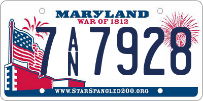 MD license plate 7AN7928