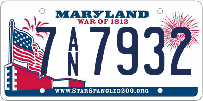 MD license plate 7AN7932