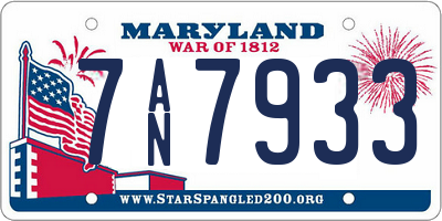 MD license plate 7AN7933