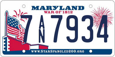 MD license plate 7AN7934