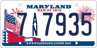 MD license plate 7AN7935