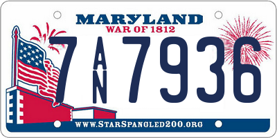 MD license plate 7AN7936