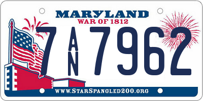 MD license plate 7AN7962