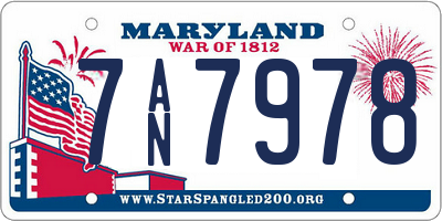 MD license plate 7AN7978